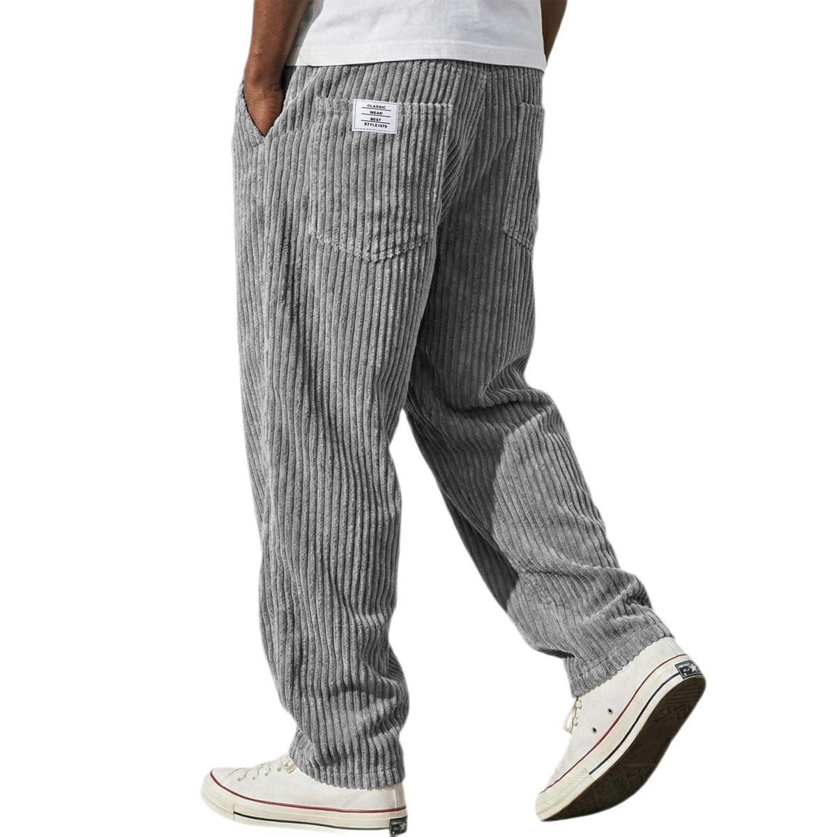 Marcus retro corduroy straight-leg pants by Cole & May - waistband detail