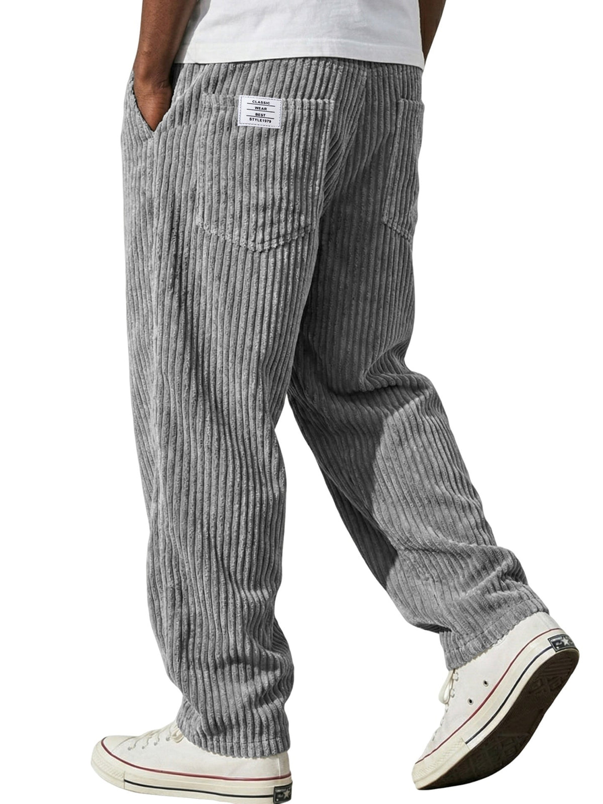 Marcus retro corduroy straight-leg pants by Cole & May - pocket detail