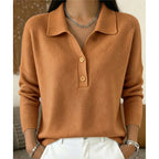 Eliza – Polo Collar Knit Sweater | Relaxed Button Neck Pullover