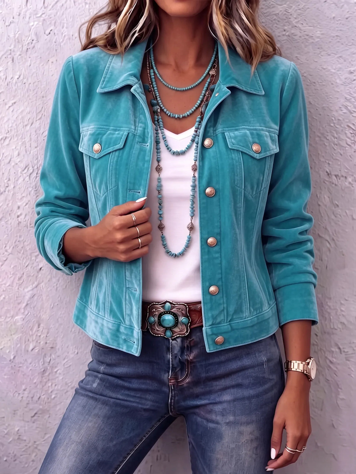 Delphine – Vintage Wash Button Up Jacket | Classic Cut, Chest Pockets