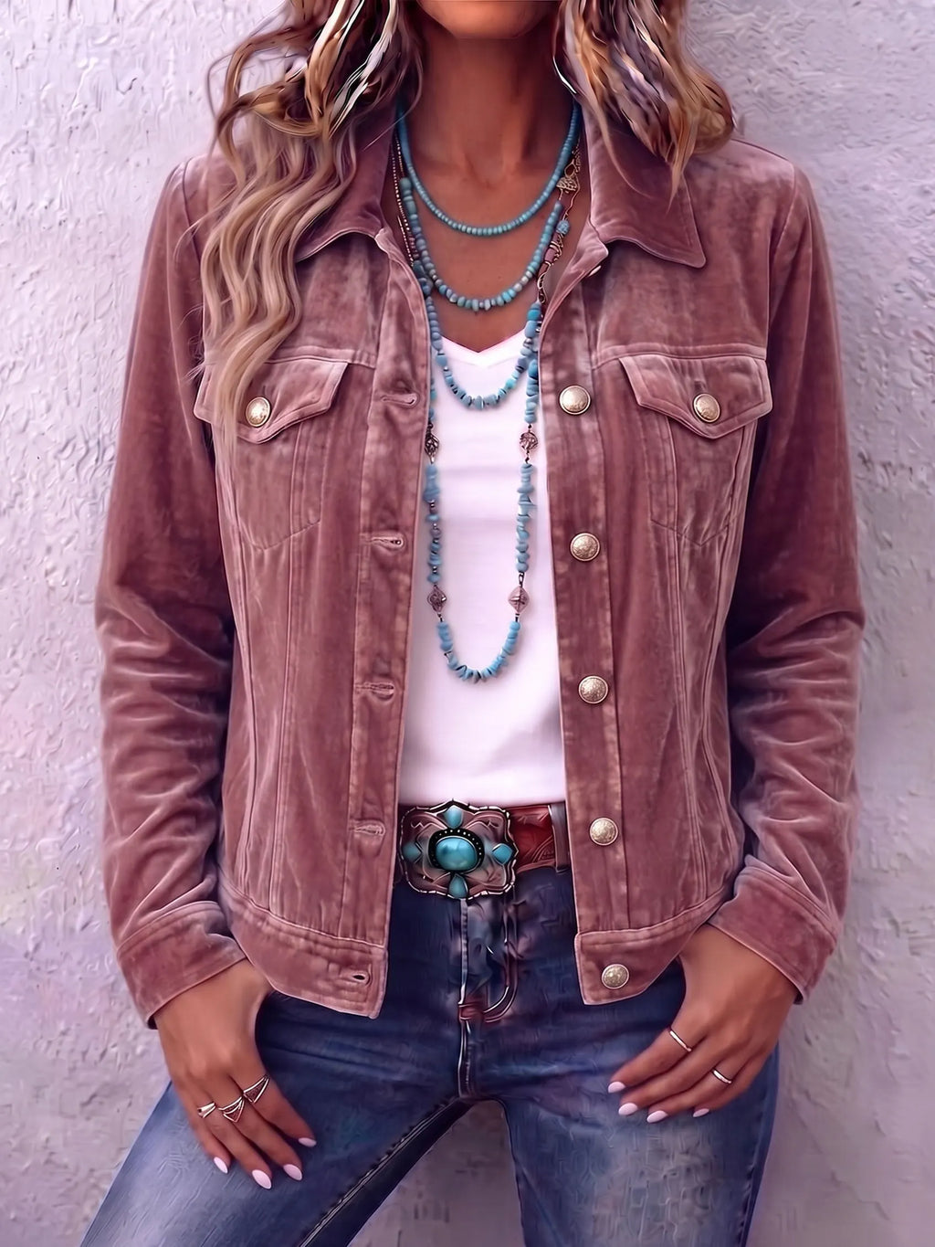 Delphine – Vintage Wash Button Up Jacket | Classic Cut, Chest Pockets