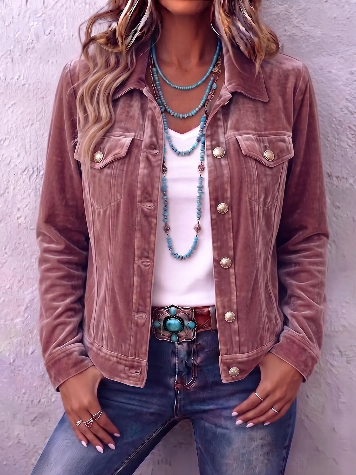 Delphine – Vintage Wash Button Up Jacket | Classic Cut, Chest Pockets