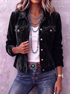 Delphine – Vintage Wash Button Up Jacket | Classic Cut, Chest Pockets