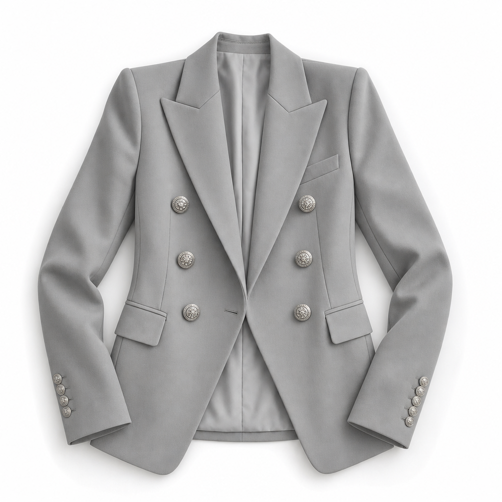 Marceline – Double-Breasted Blazer | Gold Button Tailored Layer