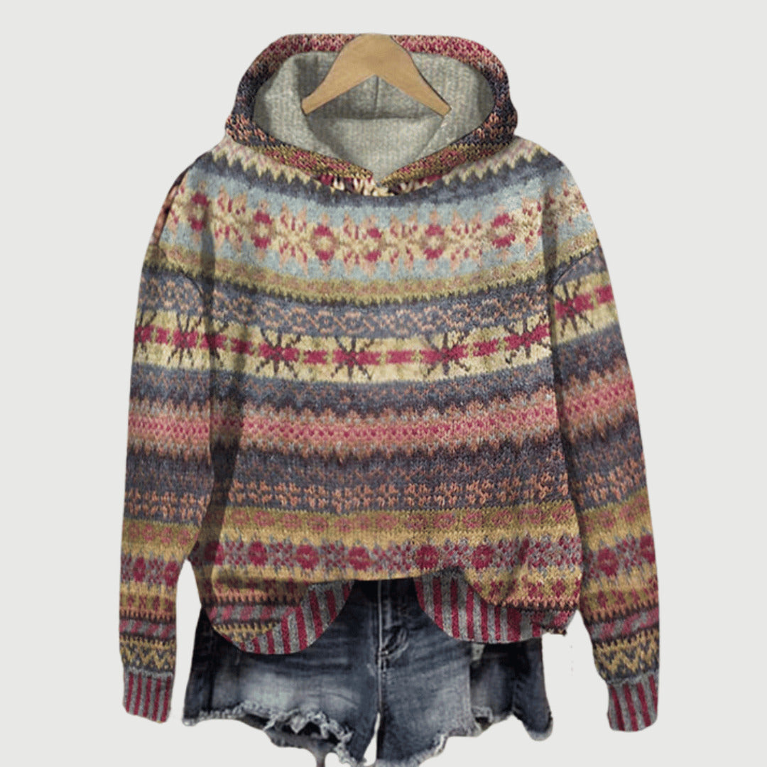 Judy – Printed Pullover Hoodie | Relaxed Fit for Layering