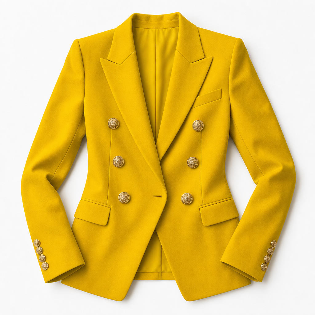 Marceline – Double-Breasted Blazer | Gold Button Tailored Layer
