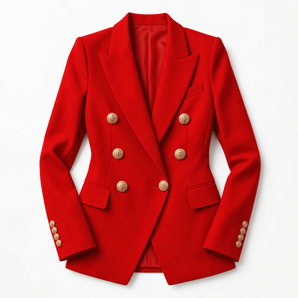 Marceline – Double-Breasted Blazer | Gold Button Tailored Layer