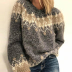 Ingrid – Fair Isle Brushed Knit Sweater | Oversized Crewneck Pullover