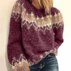 Ingrid – Fair Isle Brushed Knit Sweater | Oversized Crewneck Pullover