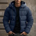 Men's Padded Puffer Jacket | Drawstring Hood, Wind-Resistant