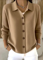 Women's Collared Button Up Knit Cardigan | Ribbed Everyday Layer