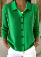 Women's Ribbed Knit Cardigan | Collared Button-Front Layer