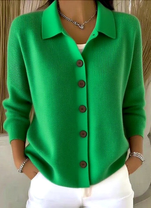 Women's Collared Button Up Knit Cardigan | Ribbed Everyday Layer