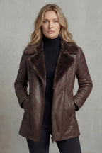 Rowan – Shearling Collar Leather Moto Jacket | Women's Winter Layer
