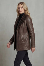 Rowan – Shearling Collar Leather Moto Jacket | Women's Winter Layer