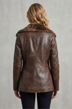 Rowan – Shearling Collar Leather Moto Jacket | Women's Winter Layer