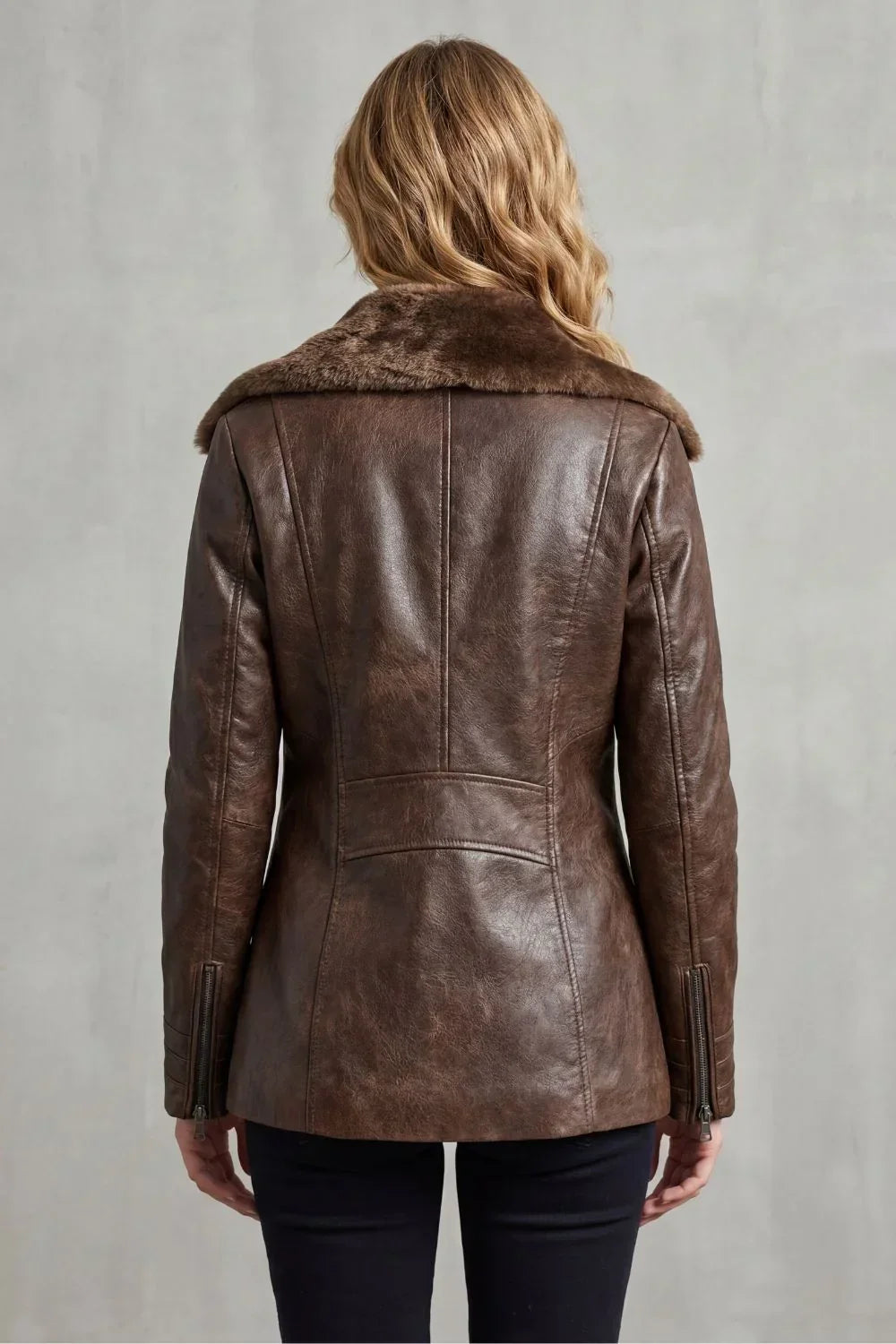 Rowan – Shearling Collar Leather Moto Jacket | Women's Winter Layer