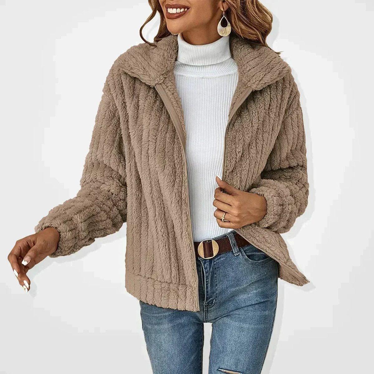 Roberta – Quilted Plush Fleece Jacket | Zip Up Layer for Cold Days