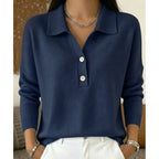 Eliza – Polo Collar Knit Sweater | Relaxed Button Neck Pullover